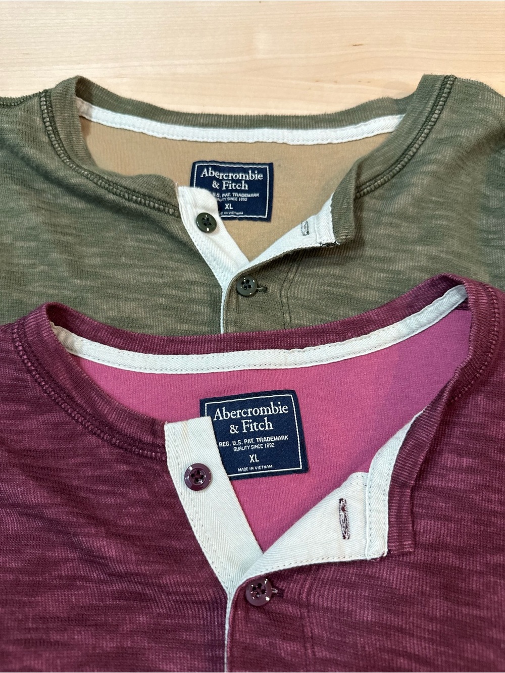 2 Abercrombie & Fitch 1/4 button Henleys men’s XL